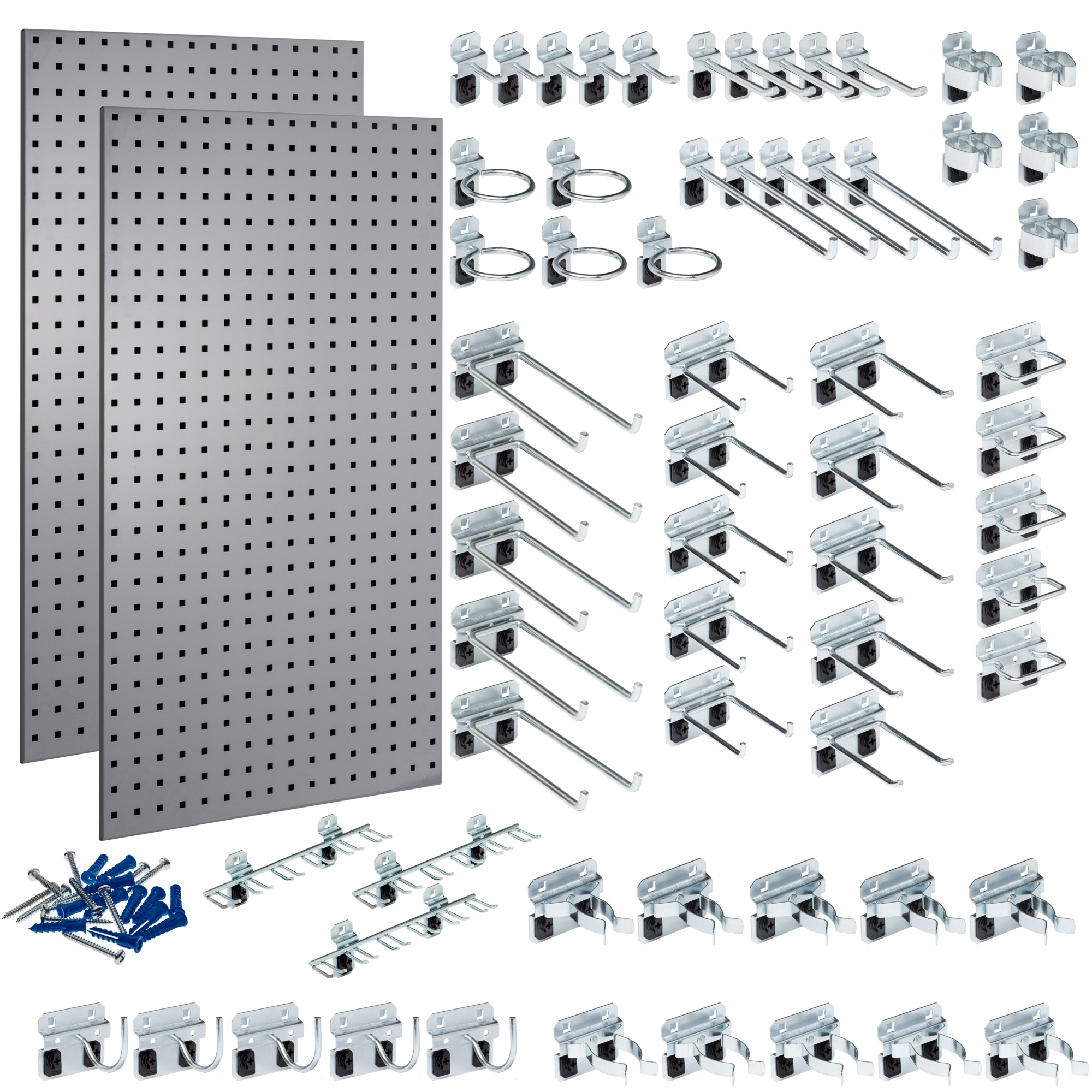 Triton Products, (2) Steel Pegboards with 63 pc. LocHook Assortment, Length 24 in, Width 42 in, Model# LB2-GKit